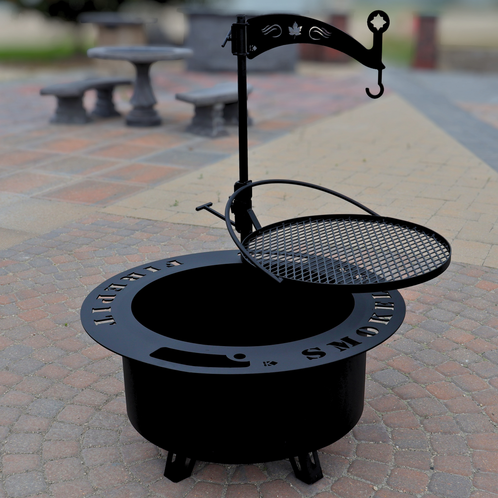 Swing-out Metal Fire Grill with Pot Holder