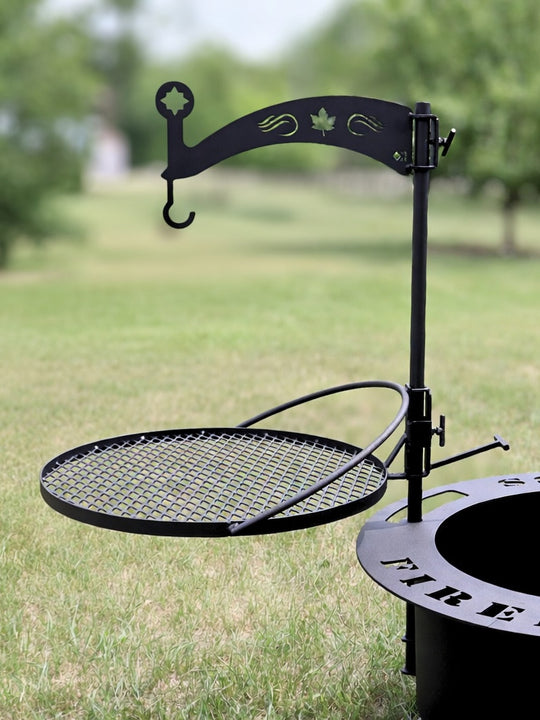 Swing-out Metal Fire Grill with Pot Holder