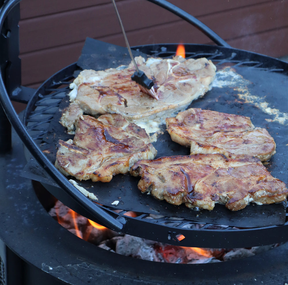 Swing-out Metal Fire Grill with Pot Holder