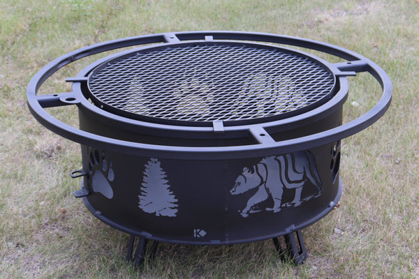 Metal Fire Pit with Base & Grill