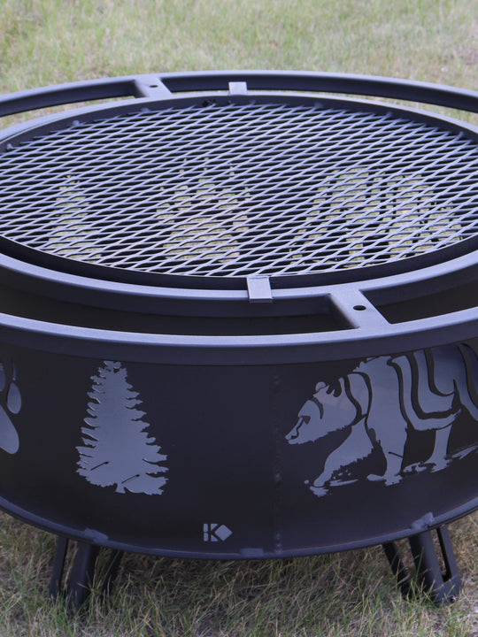 Metal Fire Pit with Base & Grill